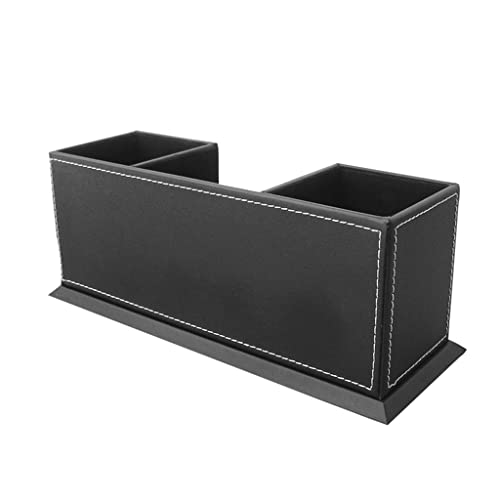 GFHSKRPL Office PU Leather Desktop Stationery Organizer Pen Pencil Holder Business Card Stand(D)