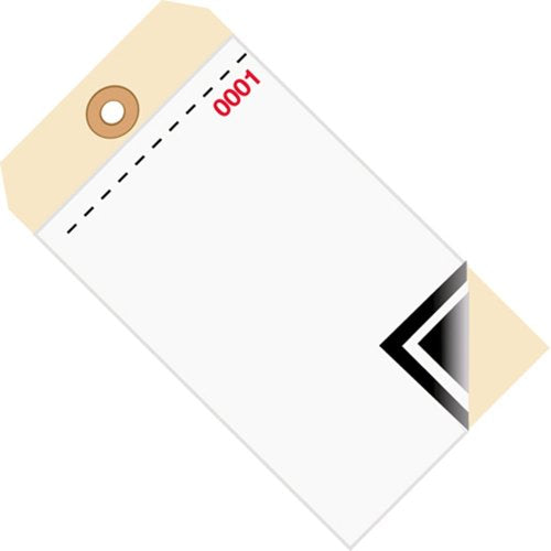 BOX USA Blank Inventory Tags with Three-Part Carbon, #8 6 1/4" x 3 1/8", Consecutively Numbered Series (0001-0499), White/Manila, for Inventory Management, Case of 500