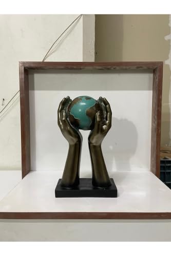 Decorative Tabletop Globe 18x30 inches | Handcrafted Bronze Finish World Map Sculpture | Vintage Style Desk Accessory for Home & Office | Educational & refined Gift