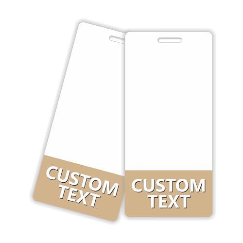 CONTYTOOLS Bulk Custom Badge Buddies Tan Vertical Badge Buddy ID Backer Cards (100 Pack) - Double Sided Print - Durable and Water Resistant Badge Buddy Ideal for Nurses, Doctors