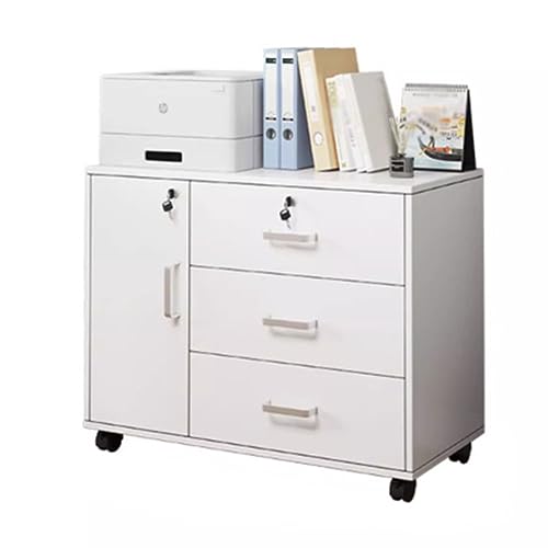 SGeneE Modern Mobile File Cabinet, Furniture Stockpile, Matériau MDF, Printer Stand, for Home Office Commercial-Grade (White 60x37x57cm)