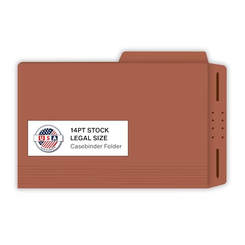 Red Rope Casebinder Legal File Folders, Doctor Stuff, Top Tab, Legal Size with Fully Reinforced Back, 2” Embedded Fastener on Endwing, and 1/2 Cut Assorted Top Tabs, 14 pt Stock, Carton of 200