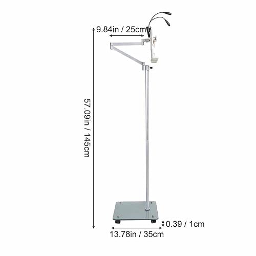 Floor Phone Stand Overhead Video Recording, Universal Floor Stand with Height Adjustment, 360° Rotating Cookbook Sheet Music Stand, Adjustable Floor Stand B(Size:With wheels, book baskets, and lights)
