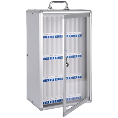 Wcxixo Slots Cell Phone Storage Box Aluminum Alloy Cell Phone Holder Wall-Mounted Pocket Chart Storage Locker Box Mobile Phone Lock Box with Handle and Security Lock for Classroom Office