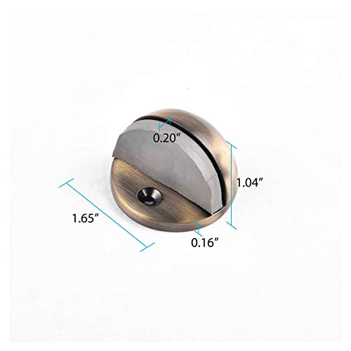 Antique Brass Polished Brass Door Stop Bumper Floor Mount 1.65" Dia. Dome Style Adjustable Height Rubber Stopper Bumper for Absorbing Shock with Hardware Renovators Supply Manufacturing Pack of 12