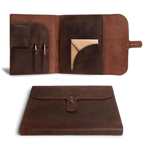 Leather Worx, Moleskine Cover (8.5 x 11 in.) Executive Portfolio for Business, Personal Planner for Men & Women, Full Grain Leather, Handmade, Bourbon Brown