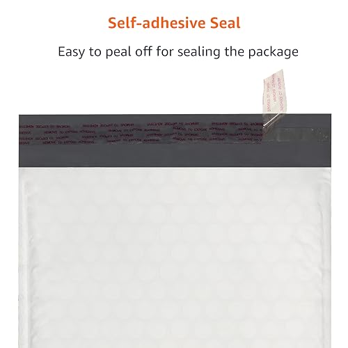 Amazon Basics Poly Bubble Mailer, 8.5" x 12" (Internal Size 8.25" x 11"), Self-Seal, 100-Pack, White/Grey