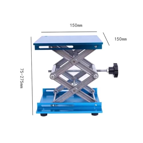 Mini Lifting Table 1pcs Lift Table Lab Plate Jack Scissor Stand Platform Router Workbench Laboratory Carpentry Tools(Blue-150X150MM)