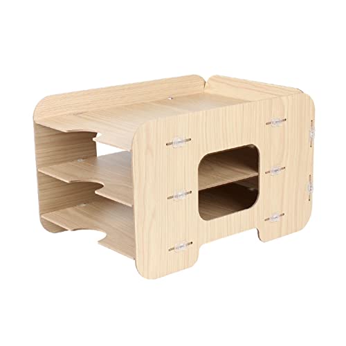 File Magazine Folder Holder File Rack A4 Paper Data Frame Wooden Desktop Organizer Multi-Layer Office Supplies Rack File Manager, 3 Layers File Organizer