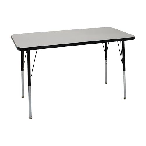 FDP 24" x 48" Rectangle Table with Standard Swivel Glide Legs - Gray/Black