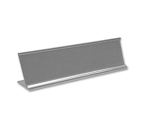Quality Satin Aluminum Desk Name Plate Holder, 10 x 2 in, Desktop, 5 Pack