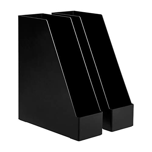 Amazon Basics Plastic Desk Organizer Vertical Magazine Rack and File Holder, Black, 12-Pack