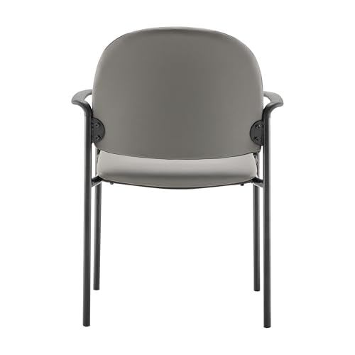 Flash Furniture Steel Stackable Reception Chair with Arms, Gray Vinyl