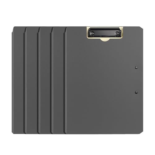 Filing Envelopes 5 Pcs Foldable Cover Clipboard Folder PP Sturdy Double Clip Folder Contract File Organizer Binder Office Supplies Plastic Folders(Black)