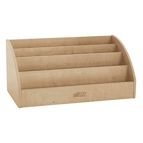 ECR4Kids 4-Shelf Toddler Book Display, Wooden Bookshelf, 30in W, Natural