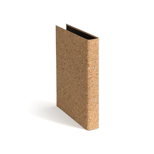 BIGSO Ringo A4 Ring Binder - Storage Box with 2 Rings - Desk Tray for Documents, Transparent Sleeves & Dividers - Fibreboard and Paper Ring Binder - Cork