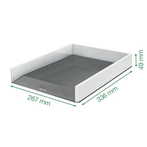 Leitz 53611054 A4 Letter Tray Two-Tone Design White/Green Duo Colour Wow Pack of 4