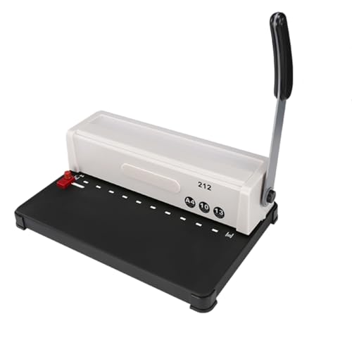 Purzen Book Punching and Binding Machine, Comb Binding Machine Clip Strip Rubber Ring Punching Machine, Adjustable Margin, for Home Office