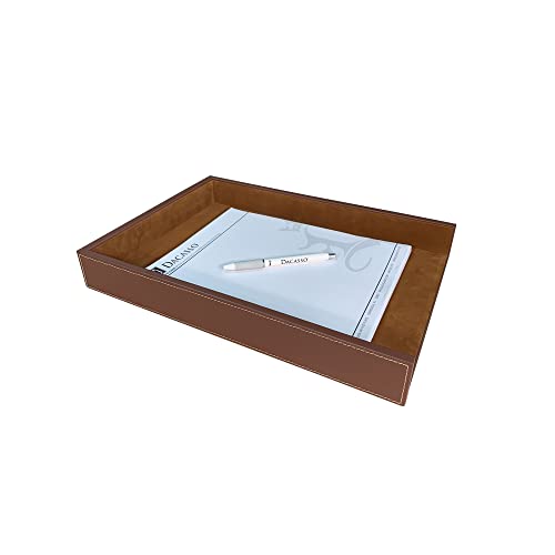 Dacasso Rustic Brown Leather Letter Tray, Legal Size