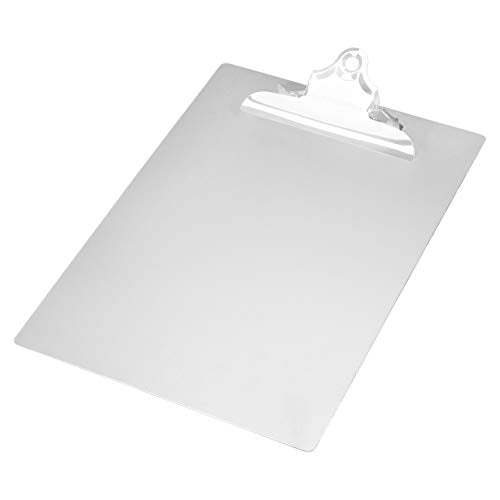 Amazon Basics Aluminum Clipboard, Letter Size, Standard Clip, Office Supplies, Classroom Supplies, 6-Pack, Silver