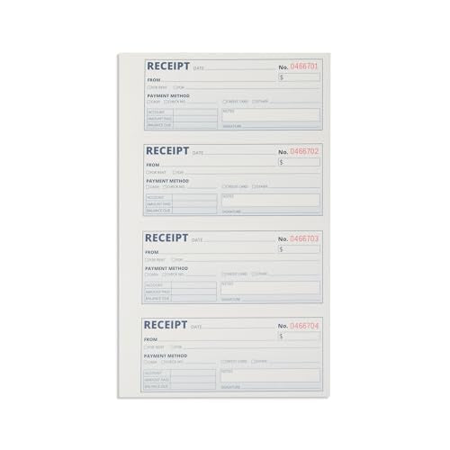 Blue Summit Supplies 5 Rent Receipt Books, 3 Part Carbonless, 500 Receipts