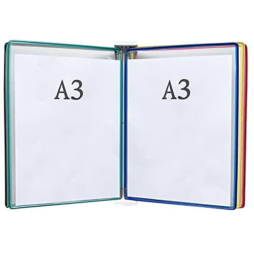 JGSYD Durable Magnetic Wall-Mounted Reference System, 5-Pocket Desk Reference Organizer, A3, Catalog Display Rack For Wall, Suitable For Office And Home Metal Folders,Multi-Colored