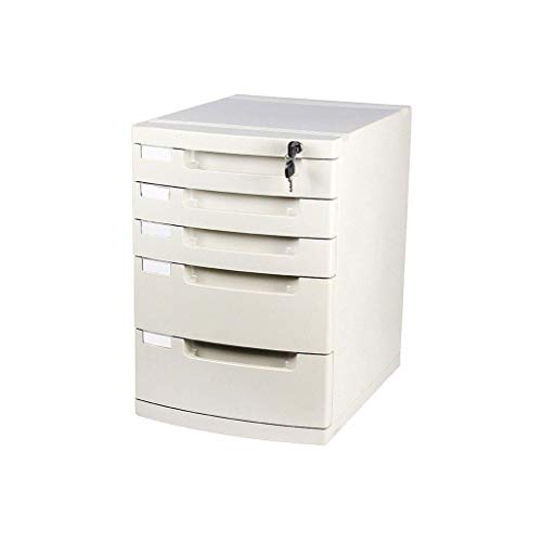 SDVantage Flat File Cabinet, Drawer Organizer 5-Layers Lockable with Blank Label, Environmentally Friendly Plastic-White (Large 5)