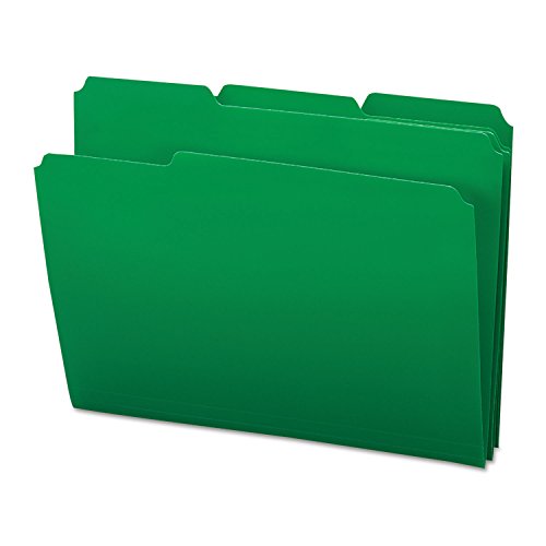 Smead 10502 Waterproof Poly File Folders, 1/3 Cut Top Tab, Letter, Green, 24/Box