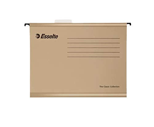 Esselte Classic – Pack of 50 Suspension File Reinforced with Transparent Plastic Visor – Natural