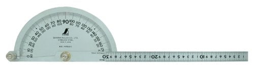 Shinwa Sokutei 62898 Protractor Diameter 8.3 inches (210 mm), Single Pole Pole with 11.8 inches (30 cm) Scale Included, No.300, Silver