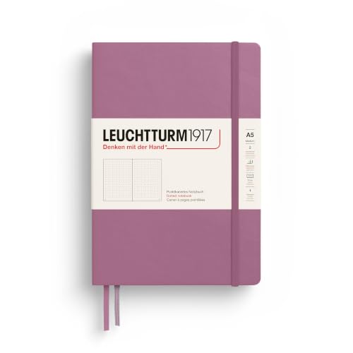 LEUCHTTURM1917 - Notebook Hardcover Medium A5-251 Numbered Pages for Writing and Journaling - Thinking Ahead (Dotted Paper, Dusty Rose)