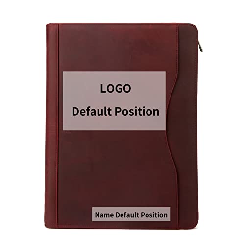Personalized Leather 3 Ring Binder Portfolio with Front Pocket