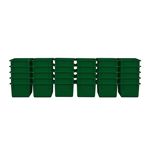 Wood Designs Cubby Storage Bin, Heavy Duty Plastic Containers for Kids Green Cubby Tray Set of 30