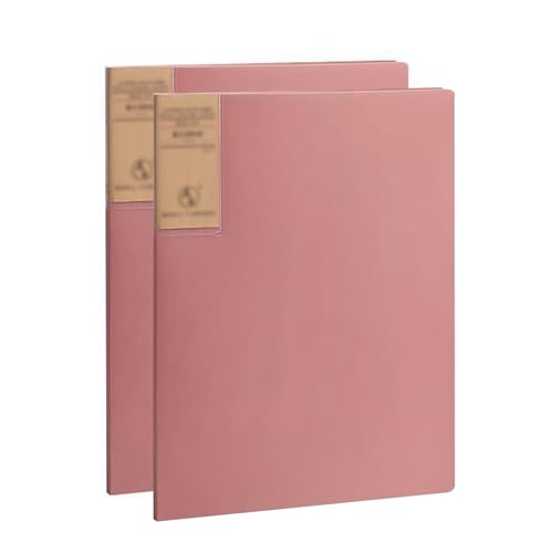 2 Pack Binder, Portfolio Presentation Book,Folder Display, Multiple Pages File Organizer, Report, with 20-Pocket/Red(Pink)