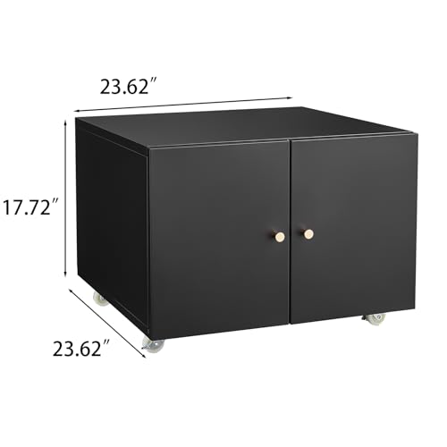AVGVLIJ Office Copier File Cabinet, Mobile Lateral Filing Cabinet with 2 Door, Rolling File Cabinet, Printer Stand for Legal/Letter/A4 File (Black, 23.62 "L x 23.62 "W x 17.7 "H)