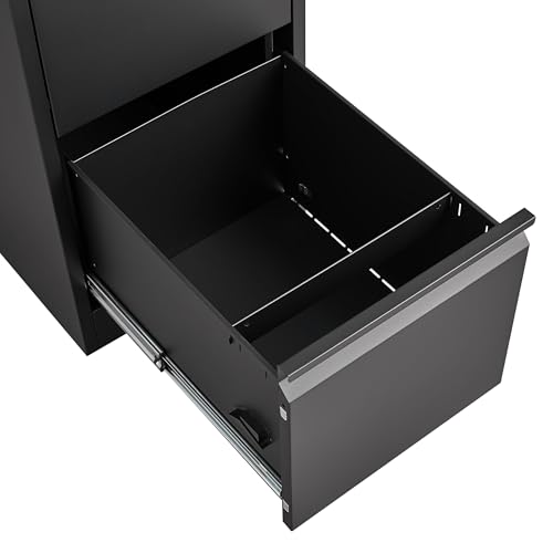 LALFPET Secure Vertical File Cabinet – 3 Drawer Black Metal Filing Cabinet with Lock, Durable Steel Construction, Space-Saving Under Desk Office Storage Organizer for Letter, A4, Legal Files