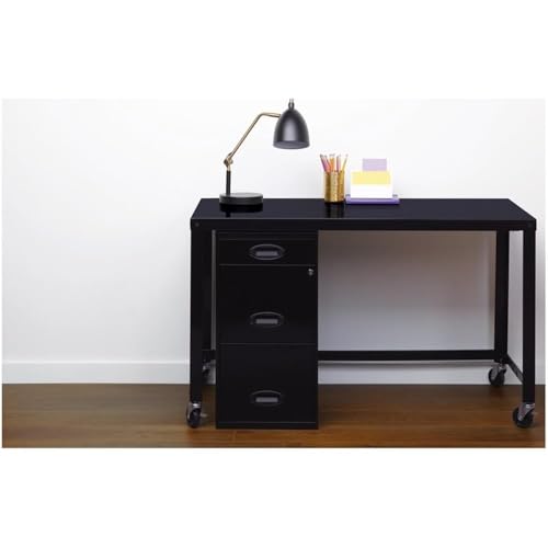 Home Square 3 Drawer Metal Vertical Filing Cabinet Set in Black (Set of 2)