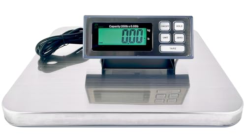 Stainless Steel Digital Shipping Scale, 200 lb x 0.05 lb with Tare Function