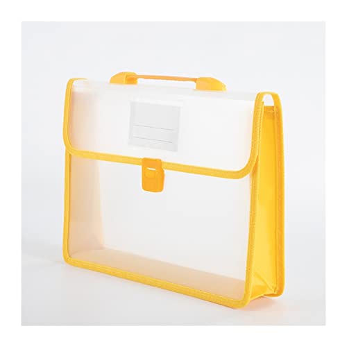 Filing Envelopes A4 Wallet Plastic Folder Poly Pockets Envelope Waterproof Expanding Document File Folders with Button Portable Handle Plastic Folders (Color : Yellow)