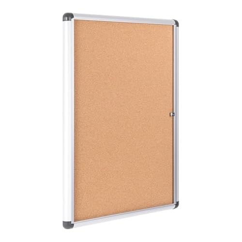 MasterVision VT630101690 Slim-Line Enclosed Cork Bulletin Board, 28 x 38, Aluminum Case
