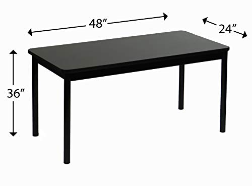 Correll LT2448-07 Lab Table, 36" Standing / Stool Height, 24" x 48" Black Granite High-Pressure Laminate Top with Black Frame , Rock Solid Commercial Quality