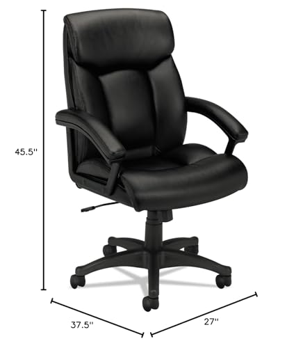 HON Basyx VL151SB11 VL151 Series Executive High-Back Chair, Black Leather (BSXVL151SB11)
