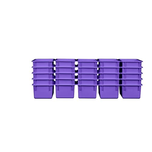 Wood Designs Cubby Storage Bin, Heavy Duty Plastic Containers for Kids Purple Cubby Tray Set of 25