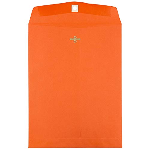 JAM PAPER 9 x 12 Colored Envelopes with Clasp Closure - Orange Recycled - Bulk 500/Box