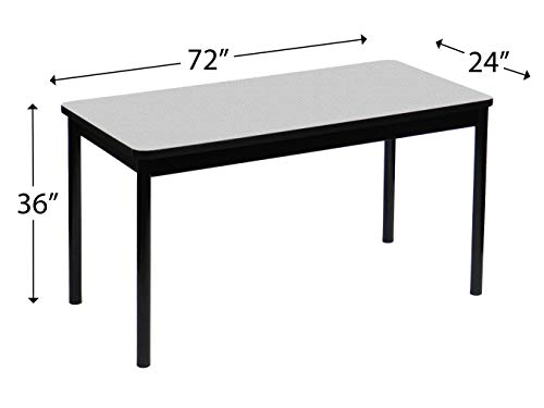 Correll LT2472-15 Lab Table, 36" Standing / Stool Height, 24" x 72" Gray Granite High-Pressure Laminate Top with Black Frame , Rock Solid Commercial Quality