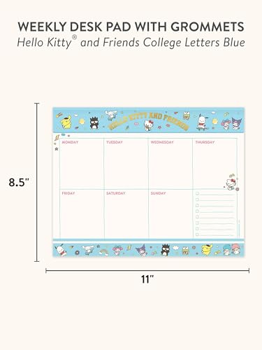 Weekly Desk Planner Pad 60ct, Hello Kitty® and Friends College Letters Blue