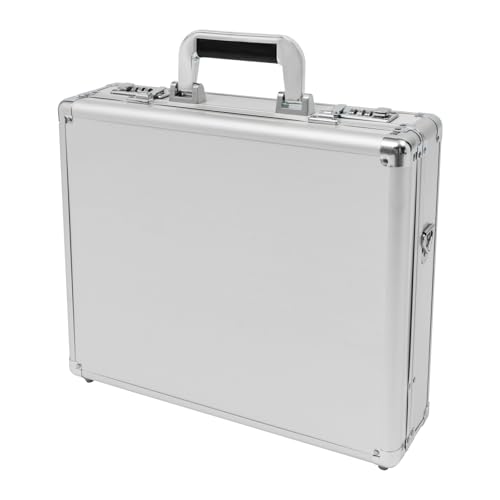 Aluminum Locking Briefcase, Portable Lock Box w/Strap Aluminum Case(Silver)