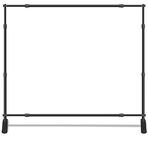 BannerBuzz Adjustable Banner Stand with Carrying Bag, Step and Repeat Backdrop Stand for Photo Booths, Trade Shows, Birthday Parties, Studios, Weddings, Special Events (Hardware Only, 10' W 8'H)