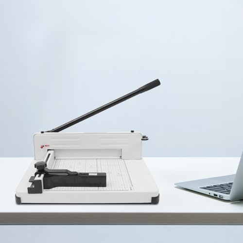 YUYFCC 12 Inch Heavy-Duty Guillotine Paper Cutter, HSS Replaceable Blade Paper Trimmer, 400 Sheet Capacity, Cold-Rolled Steel Base with Safety Lock for A4 B5 A5 B6 B7 Paper for Office School Library