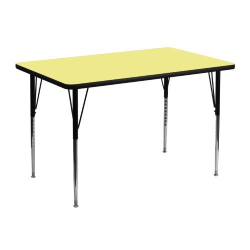 EMMA + OLIVER Yellow 48x30 Adjustable Height Activity Table